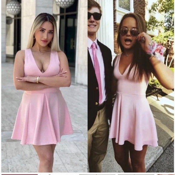 Lovers + Friends Geneva Flare Scuba Mini Dress REVOLVE Light Pastel Pink Small S - Picture 4 of 15